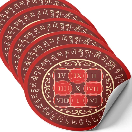 Feng Shui Suma de Diez Amuleto Pegatina, Feng Shui símbolo de la suerte y energía positiva, juego de 5 calcomanías decorativas, 4.3 pulgadas de