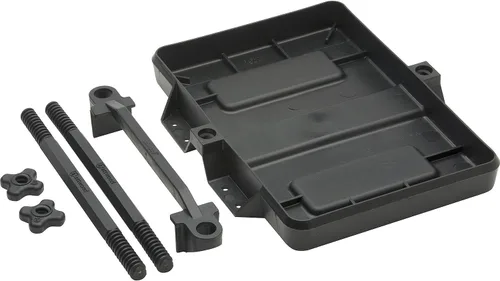 Miniatura 2 de Attwood 9097-5 Bandeja de baterías ajustable de alta resistencia, color negro, totalmente de plástico, a prueba de óxido, compatible