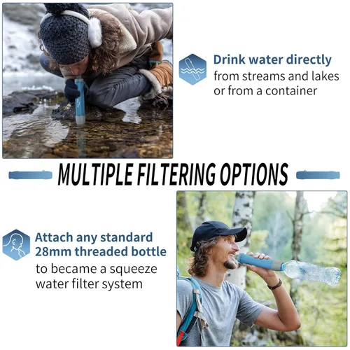 Miniatura 4 de YWF01 - Paja de filtro de agua para supervivencia al beber, filtro de agua portátil, sistema de filtración de agua, equipo y suministros para Azul