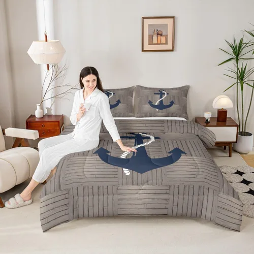 Miniatura 35 de Manfei Go Fishing Juego de edredón tamaño King para niños, juego de ropa de cama con diseño geométrico de peces de bass y rombos, decoración