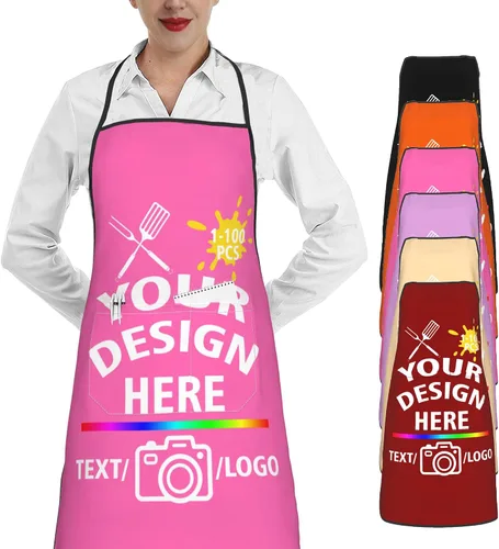 Miniatura 19 de Delantal personalizado para mujeres y hombres, diseña tu divertido texto, logotipo, imagen, delantales de cocina, 1-100 piezas, chef personalizado
