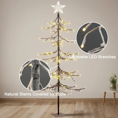 Miniatura 2 de Árbol de nieve iluminado de 6 pies, árbol artificial de 144 LED para decoración interior y exterior del hogar, patio, Navidad, boda, festival