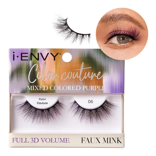 Miniatura 12 de iENVY - Pestañas postizas de imitación de visón de color, pestañas de colores mixtos, máxima esponjosidad y volumen, pestañas postizas (rosa tintado)