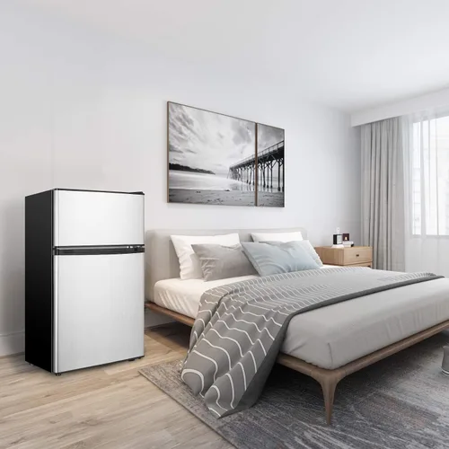 Miniatura 6 de HAILANG Mini refrigerador con congelador, refrigerador compacto de 3.2 pies cúbicos, mini refrigerador con 2 puertas para dormitorio, oficina