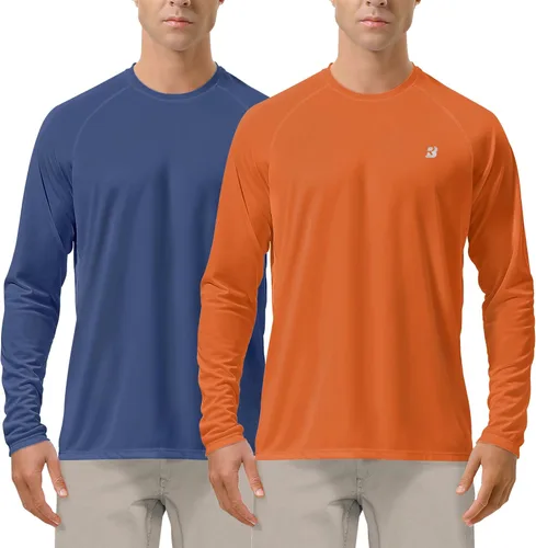 Miniatura 28 de Roadbox Camisas de Protección Solar UV UPF 50+ para Hombres Manga Larga SPF Rash Guard para Pesca Senderismo Natación Correr 2 Pack - blanco