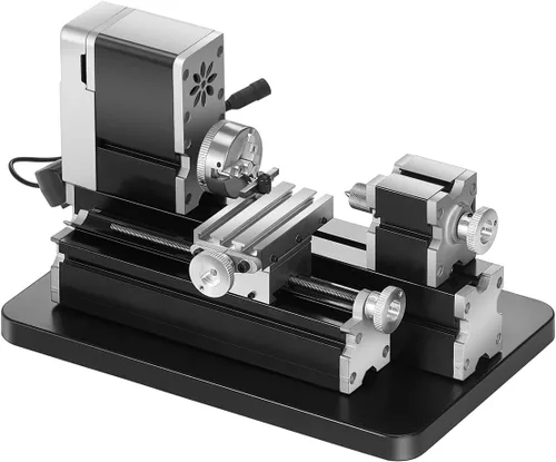 Miniatura 13 de VEVOR Torno de metal 7"x12", mini torno de mesa de precisión, 550W, velocidad variable de 50 a 2500 RPM, engranaje de nylon, lámpara móvil
