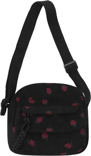 Miniatura 27 de Bolso cruzado de pana de fresa para mujeres y niñas, bonito bolso de mano con diseño de fresa, bolso de mensajero pequeño, bolso de hombro