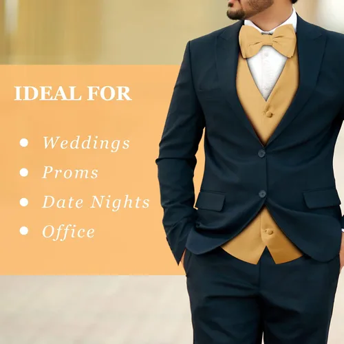 Miniatura 4 de Conjunto de chaleco formal sólido para hombre, esmoquin, chaleco y pajarita para traje o esmoquin