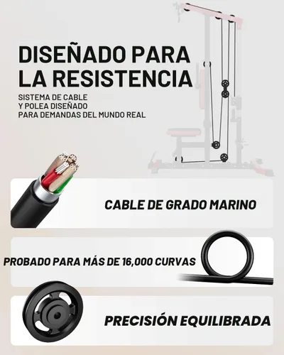 Miniatura 9 de LS01 Máquina de tracción LAT, máquina de cable para remo LAT con abdominales, torre LAT con accesorios de remo con cable, estaciones de polea 3 en 1