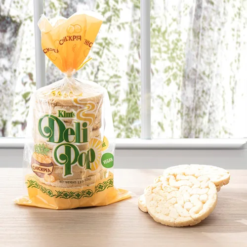Deli Pop Grain Cakes 12 bolsas | Sabor garbanzo | 15 pasteles por bolsa | Multigrano, vegano natural | Snack coreano sin azúcar | Bajo en calorías,