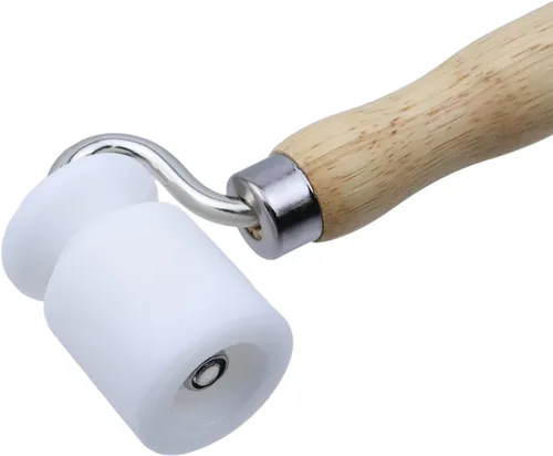Miniatura 3 de Rodillo de costura de nailon de doble extremo con mango de madera, herramienta de rodillo de papel tapiz para construcción, amortiguamiento