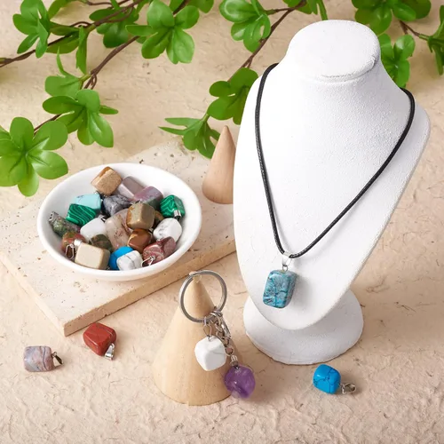 Miniatura 4 de Beadthoven - 24 dijes de piedras preciosas irregulares naturales, piedras curativas mixtas, chakras, reiki, pepita, piedras preciosas para hacer