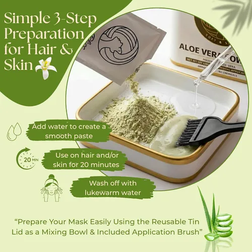 Miniatura 6 de Hair Bliss Natural Aloe Vera Herbal Hair & Skin Conditioning Powder 12 Individual Sachets (10 gm Each) Reusable Brush & Tray Included By Pride