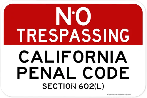 Miniatura 19 de No Trespassing California Penal Code Section 602 (L), 7 x 10 pulgadas, aluminio 040 libre de óxido, resistente a la decoloración, fabricado