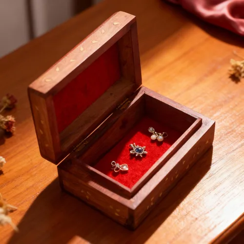 Miniatura 7 de GURU JEE Caja organizadora de madera con incrustaciones de latón floral con incrustaciones de latón