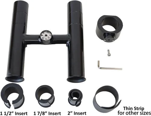 Miniatura 3 de Soporte para caña de pescar T-Top Twin Aluminio con abrazadera de 1-1/2 ", 1-7/8 ", 2 pulgadas horizontal o vertical torre de pesca/poste