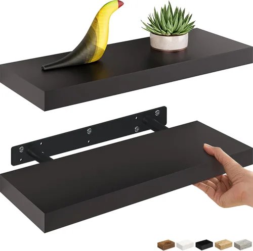 Miniatura 12 de Ballucci - Estantes flotantes, juego de estantes de pared de madera de 36" con soportes invisibles para baño, sala de estar, dormitorio, cocina
