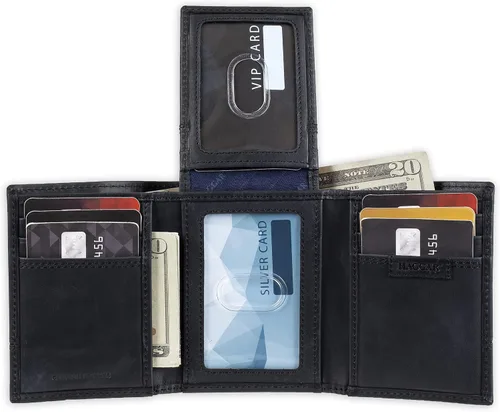 Miniatura 4 de Haggar Cartera triple RFID de cuero para hombre