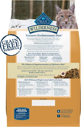 Miniatura 2 de Alimento seco Blue Buffalo Wilderness para gatos adultos de peso natural, fórmula de control de peso alto en proteínas y sin granos, sabor pollo