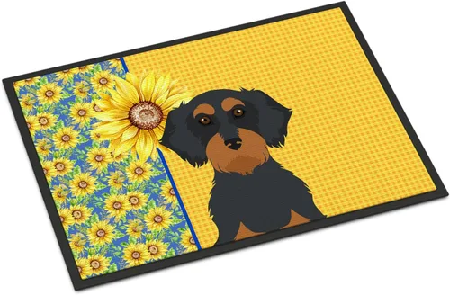 Miniatura 41 de Caroline's Treasures WDK5313MAT Airedale Terrier - Tapete para puerta delantera de 18 x 27 pulgadas, diseño de girasoles de verano, para entrada