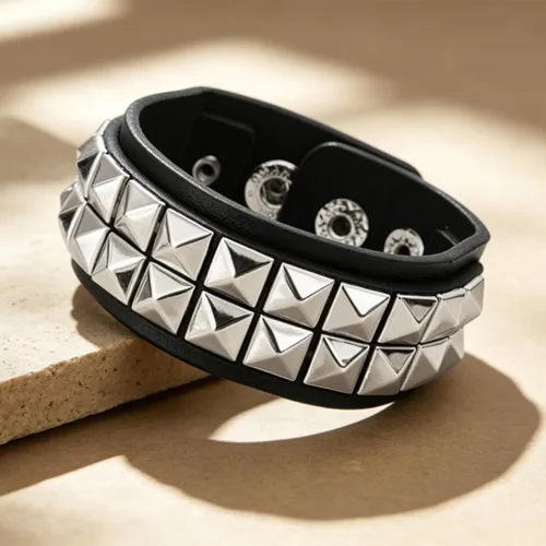 Miniatura 3 de Pulsera con tachuelas, pulseras de roca, 1 pieza de pulsera de cuero gótico de rock negro emo, punk, gótico, remache, brazaletes, accesorios