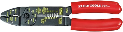 Klein Tools 1001 Herramienta multiusos, fabricada en EE. UU., pelacables / cortador de alambre / crimpadora para 8-22 AWG, herramienta multiusos
