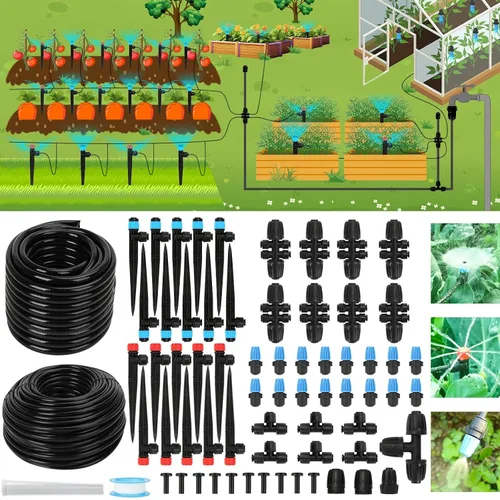 Miniatura 10 de Sistema de riego por goteo: sistema de riego de jardín mejorado 2026 con tubo de 46 pies y 1/2 pulgadas, nuevo rociador automático de conexión
