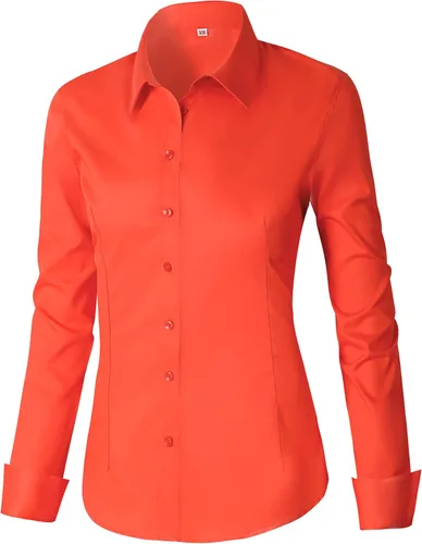 Miniatura 30 de CUNLIN - Camisas de manga larga con botones de algodón para mujer, ajustadas, camisas formales de vestir para el trabajo, blusas de trabajo, tops