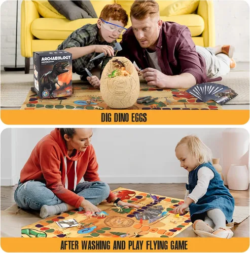 Miniatura 5 de Kit de excavación de huevos de dinosaurio jumbo, juguetes de dinosaurio para niños de 5 a 7 años, huevos de dinosaurio con 12 dinosaurios