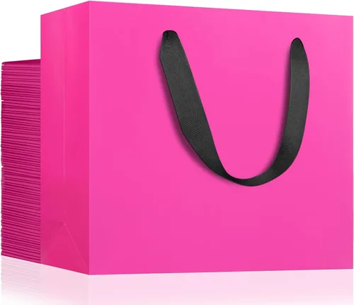 Miniatura 16 de EUSOAR Bolsas de papel de estraza para regalo, paquete de 12 bolsas de papel kraft de 10.6 x 3.1 x 8.3 pulgadas con asas, bolsas resistentes