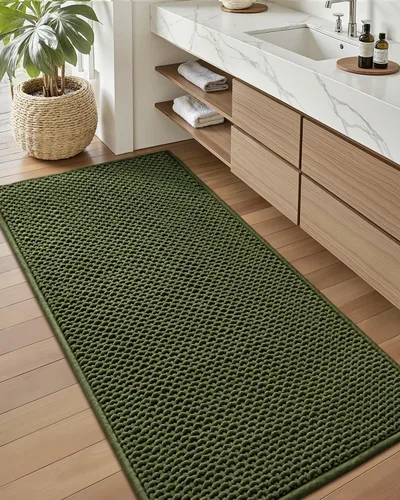 Miniatura 23 de Color&Geometry Tapete de baño con parte trasera de goma de 24 x 16 pulgadas, antideslizante, lavable a máquina, alfombra bohemia de felpilla suave