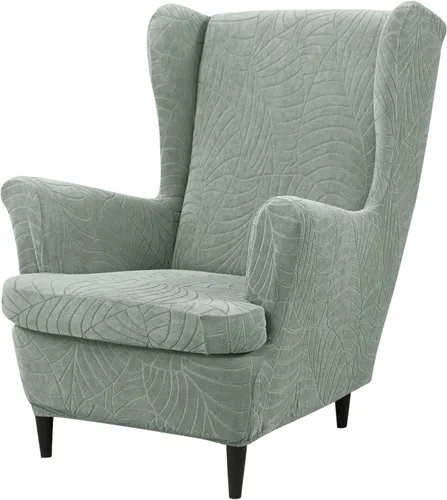 Miniatura 10 de Wingback - Funda elástica para silla, 2 piezas, con respaldo de ala, funda protectora de muebles impresa, suave con parte inferior elástica