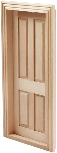 Miniatura 4 de Casa de muñecas AirAds 1:12 Miniatures 4 paneles puerta madera sin terminar