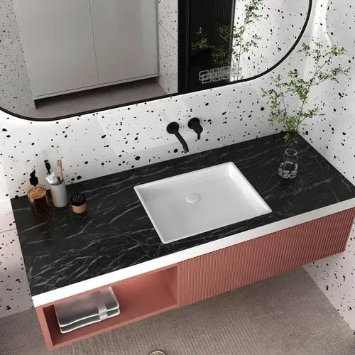 Miniatura 4 de Papel tapiz de mármol negro para despegar y pegar, papel de contacto de mármol de 35.4 x 196 pulgadas, para encimera, despegar y pegar, impermeable