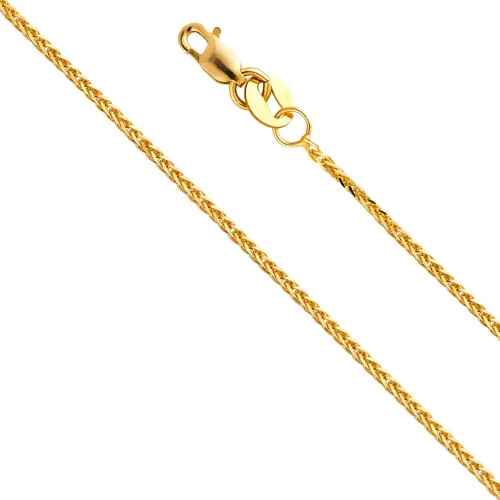 Miniatura 3 de Wellingsale 14K Solid Gold Square Wheat Chains (Select Options)