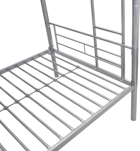 Miniatura 6 de Merax Litera de metal resistente de tamaño individual sobre individual con nido y escalera extraíble, se puede dividir en dos camas, no necesita