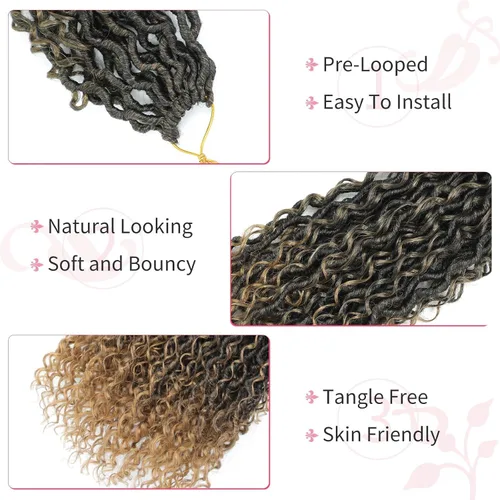 Miniatura 20 de Alicoco Goddess Locs Cabello de Ganchillo 12 Pulgadas 8 Paquetes Rastas Sintéticas de Ganchillo Para Mujeres Rastas Suaves Boho Pre-enrolladas River