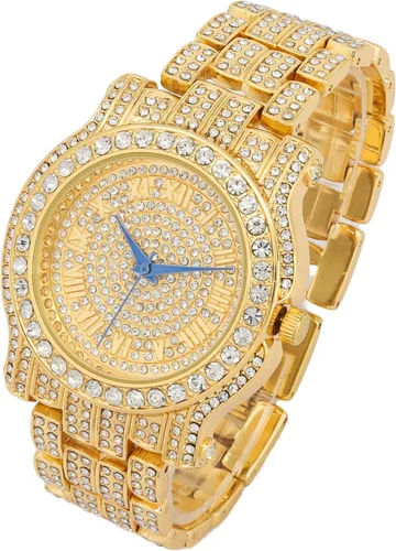 Miniatura 9 de Charles Raymond Bling-ed Out Ultimate Hip Hop Royalty Reloj para hombre con número romano de fácil lectura o indicadores de tiempo de diamantes