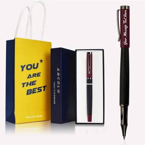 Miniatura 12 de Ancolo Bolígrafos de rodillo personalizados, punta media, con caja de regalo, tarjeta de regalo, bonito regalo de recuerdo, grabado con tu