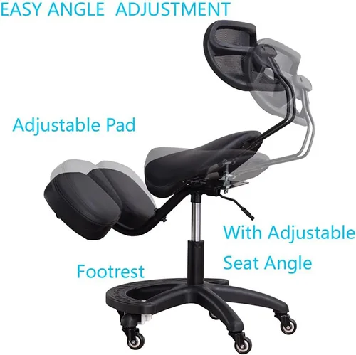 Miniatura 5 de HM&DX Silla ergonómica de rodillas con soporte para la espalda, silla de postura mejorada con patas cruzadas para oficina en casa, asiento en ángulo