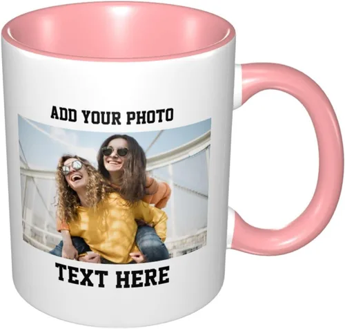 Miniatura 13 de Tazas de café con foto personalizada, taza personalizada con texto fotográfico, haz tu propia taza, taza de café con acento de cerámica, taza Negro