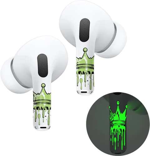 Miniatura 22 de RockMax Piel de dinosaurio brillante para AirPods, fácil de identificar, envolturas adhesivas universales para AirPods Pro 3/2/1 y Gen 1/2/3/4