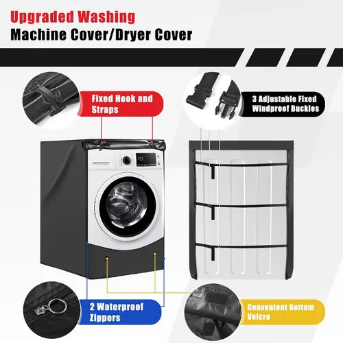 Miniatura 4 de Funda para Lavadora de Carga Frontal, Oxford 420D Resistente, Impermeable, Ajuste Universal