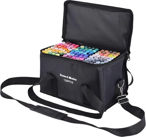 Dabo&Shobo Marcadores de alcohol de 120 colores, marcadores permanentes brillantes para colorear, marcadores para adultos, libro de colorear, cincel