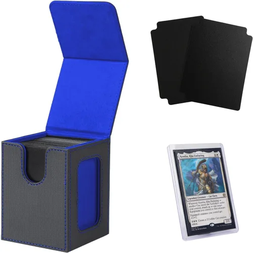 Miniatura 13 de Venssu MTG Caja de cubierta para pantalla Commander, caja de cartas para 100 tarjetas de doble funda, almacenamiento de tarjetas TCG con 2 divisores