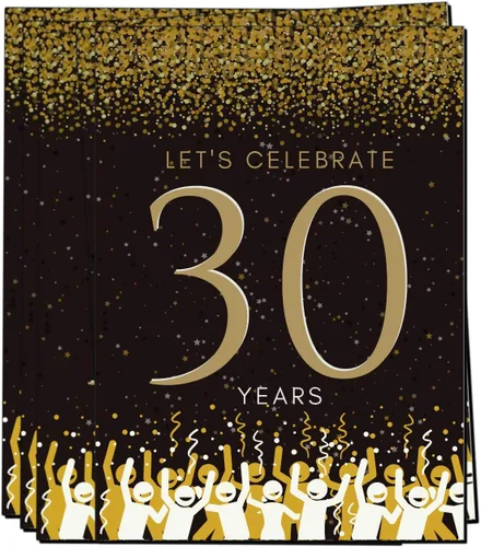 Miniatura 7 de Elcer Invitaciones para fiesta de cumpleaños número 30 Celebración de 30 años Feliz aniversario 5 x 7 Negro y dorado Estilo de relleno