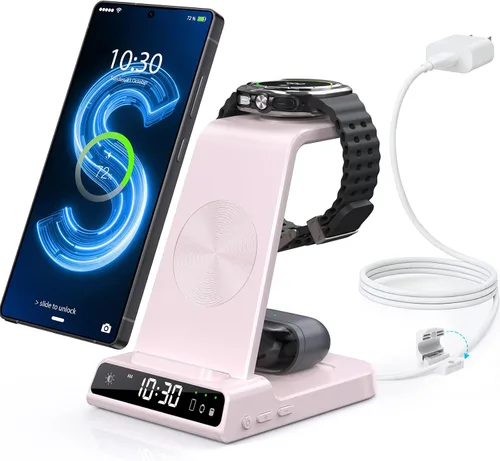 Miniatura 11 de Cargador inalámbrico para estación de carga Samsung con reloj para Samsung Galaxy S25 Ultra/S24 Ultra/Z Flip 7/Fold 6/Bud, estación de carga Android