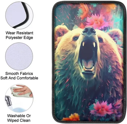 Miniatura 5 de Funda para reposabrazos de automóvil, ajuste universal para la mayoría de automóviles, SUV, camiones, sedán, patrón fresco, plegable, cómoda, Oso