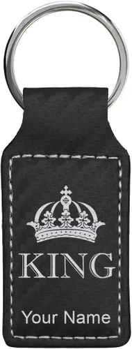 Miniatura 38 de Llavero rectangular, corona de rey, grabado personalizado incluido, Bambú