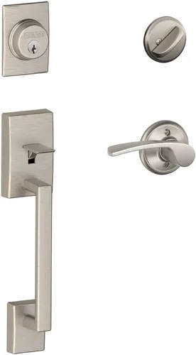 Miniatura 4 de Schlage F60 CEN 622 LAT CEN Century - Juego de manijas de entrada delantera con palanca Latitude, acero aleado, cerrojo con llave de 1 lado, negro
